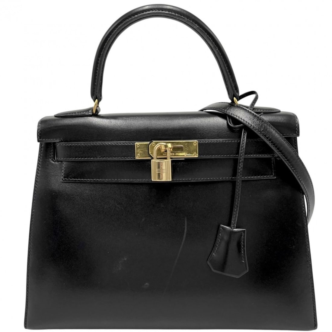Hermes Kelly 28 Women's Handbag/Shoulder Bag, HERMES ?U Stamp, Box Calf Leather, Black, Gold: --- Catalog ---Category: SizeSize (HxWxD): 20cm x 29cm x 11cm / 7.87'' x 11.41'' x 4.33''Category: DesignType: Handbag, Shoulder bagColor: BlackGender: WomenMaterial: Box calf leather Category: Genera
