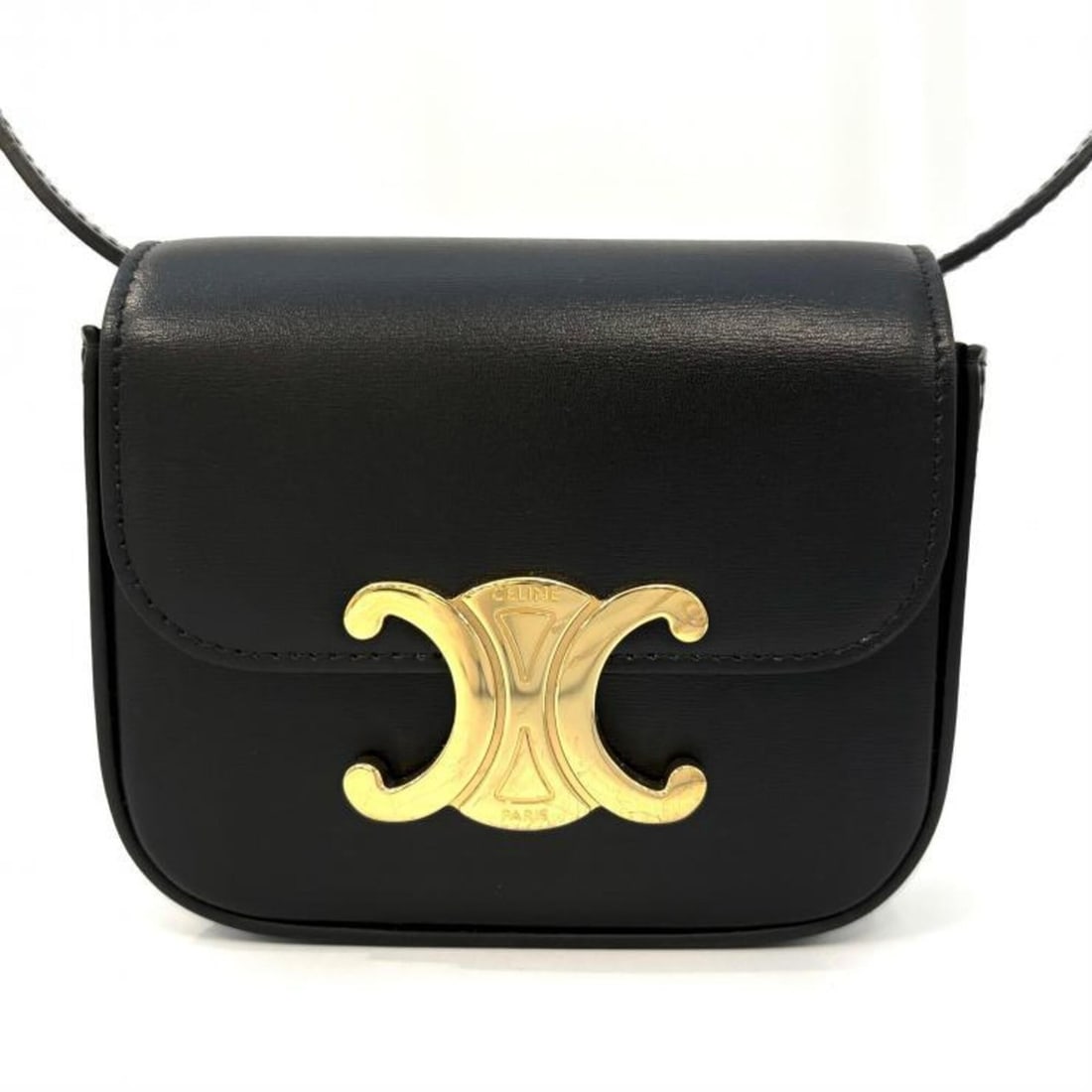 Celine Triomphe Mini Claude 10I513DPV Shoulder Bag, Calfskin, Black, Gold Hardware: --- Catalog ---Category: SizeSize (HxWxD): 9cm x 11cm x 4cm / 3.54'' x 4.33'' x 1.57''Category: DesignType: Shoulder bagColor: BlackGender: WomenMaterial: Leather Leather/Fur Type: CalfskinCategory: G