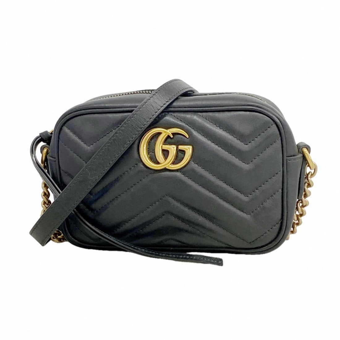 Gucci GG Marmont Shoulder Bag 448065 Leather Black Women's OP010215: --- Catalog ---Category: SizeSize (HxWxD): 11.5cm x 17.5cm x 5.5cm / 4.52'' x 6.88'' x 2.16''Category: DesignType: Shoulder bagColor: BlackGender: WomenMaterial: Leather Hardware Color: GoldCategory: 