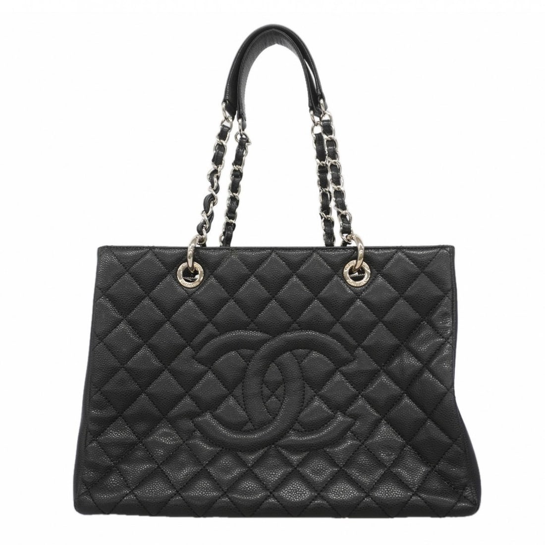Chanel Tote Bag/Chain Tote, Matelassé Caviar Leather, Black, Women's OP003330: --- Catalog ---Category: SizeSize (HxWxD): 24.5cm x 34cm x 14cm / 9.64'' x 13.38'' x 5.51''Category: DesignType: Tote bagColor: BlackGender: WomenMaterial: Grained Calfskin Hardware Color: SilverCateg