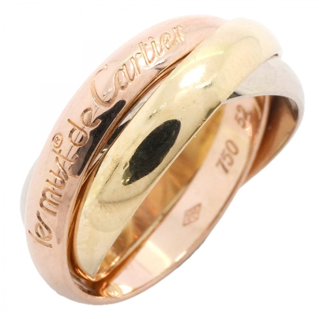 Cartier Trinity Classic Ring, available in 18K Yellow Gold (KYG), White (18KWG), and Pink (18KPG),: --- Catalog ---Category: SizeUS Size: 6.5Brand Size: 52Category: DesignType: Band ringGender: WomenMaterial: Pink gold (18K), White gold (18K), Yellow gold (18K)Category: GeneralBrand: Cartier--- Item