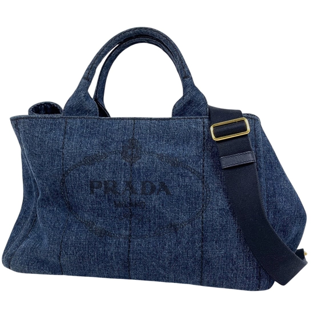 Prada Canapa Tote 2-Way Handbag, Denim Navy, Women's: --- Catalog ---Category: SizeSize (HxWxD): 23cm x 35cm x 22cm / 9.05'' x 13.77'' x 8.66''Category: DesignType: HandbagColor: NavyGender: WomenMaterial: Denim Category: GeneralBrand: Prada--- Item List