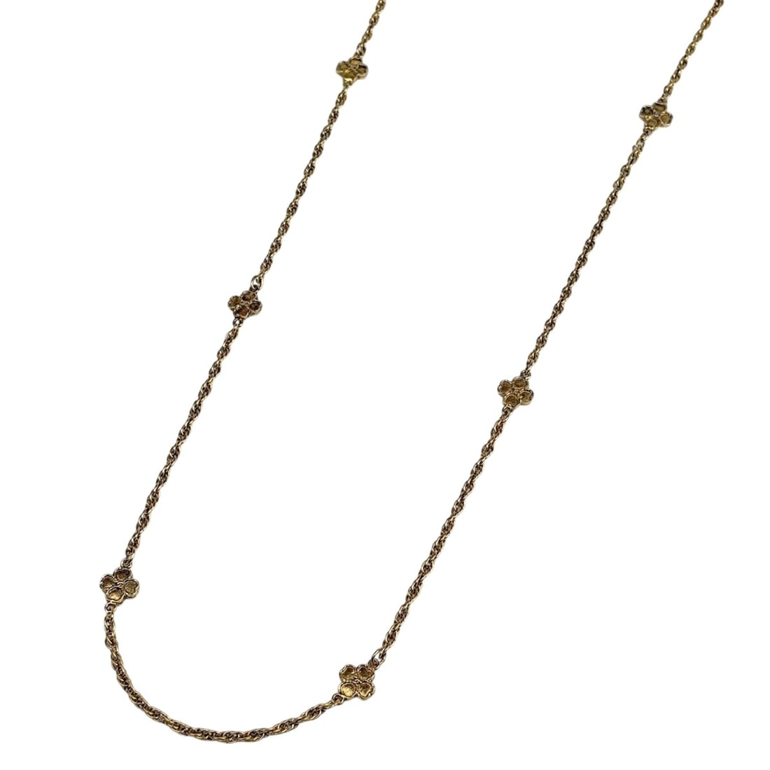 Chanel CHANEL Clover Motif Necklace Long Coco Mark GP Gold Women's (1 of 11)