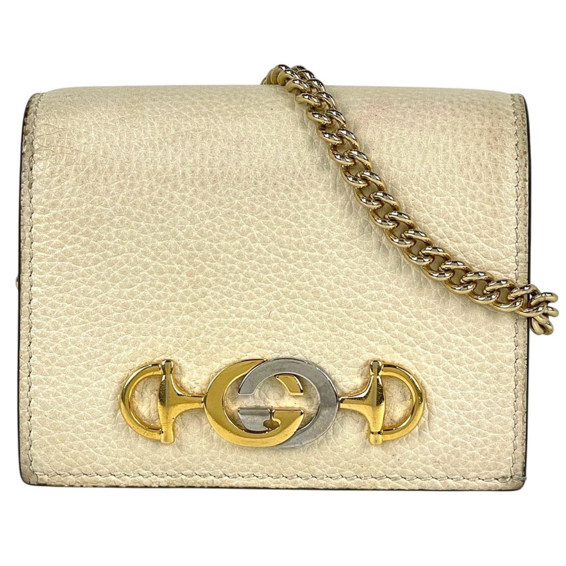 Gucci Zumi Chain Wallet Horsebit Leather Ivory 570660 Women's: --- Catalog ---Category: SizeSize (HxWxD): 8.5cm x 10.5cm x 3cm / 3.34'' x 4.13'' x 1.18''Category: DesignColor: IvoryGender: WomenMaterial: Leather Category: GeneralMPN: 570660Brand: Gucci--- Item Li