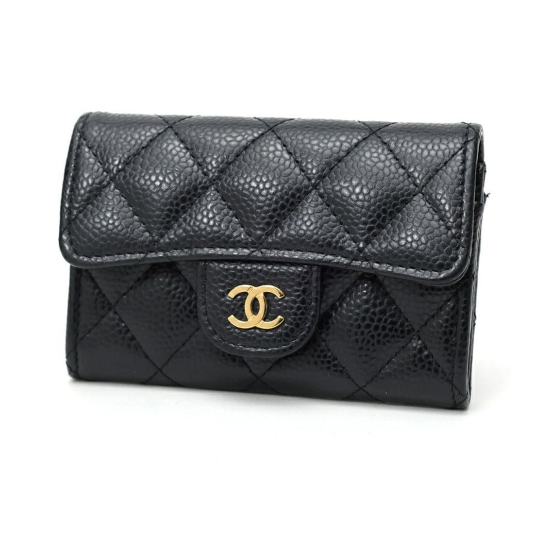 Chanel Matelassé Coin Case AP0214 Caviar Leather Black B-160433: --- Catalog ---Category: SizeSize (HxWxD): 7.5cm x 11cm x 1cm / 2.95'' x 4.33'' x 0.39''Category: DesignType: Coin purse/coin caseColor: BlackGender: WomenMaterial: Grained Calfskin Category: GeneralL