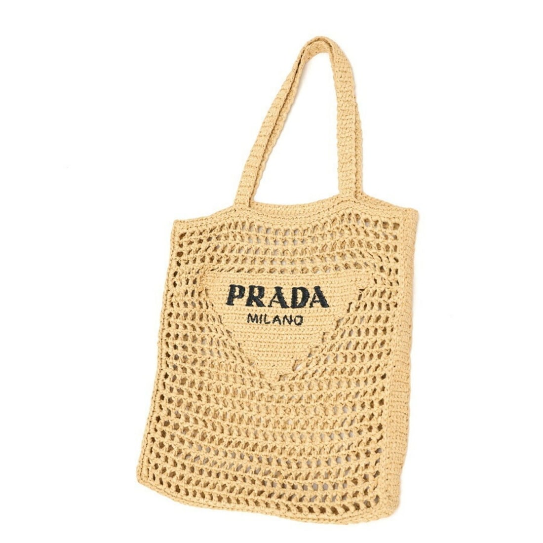Prada crochet tote bag 1BG393, raffia-like, natural finish, K-159301: --- Catalog ---Category: SizeSize (HxWxD): 38cm x 36cm x 3cm / 14.96'' x 14.17'' x 1.18''Category: DesignType: Tote bagGender: WomenCategory: GeneralBrand: PradaCountry of Origin: Italy--- Item List -