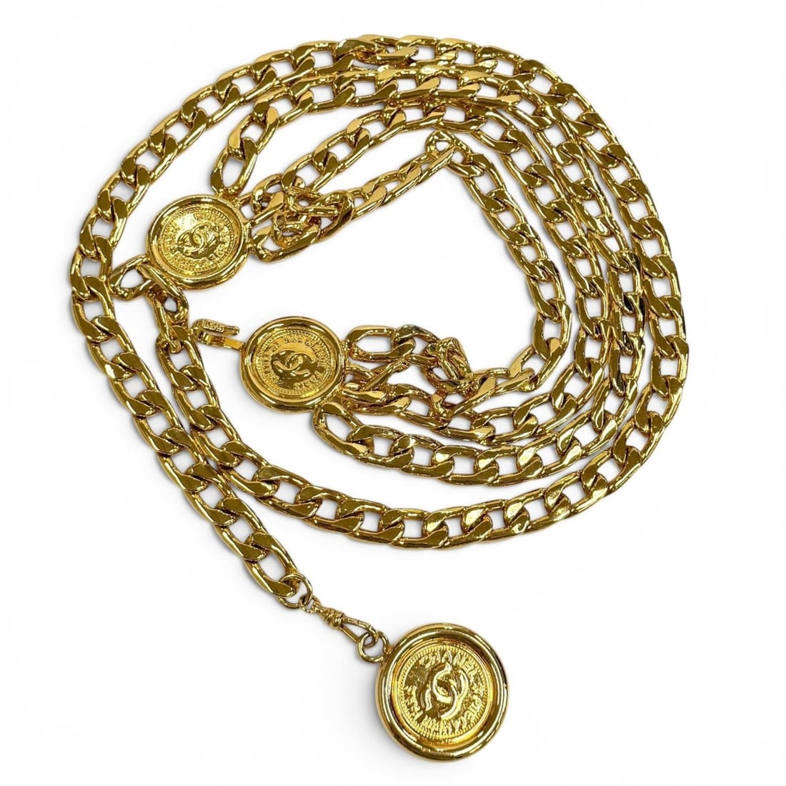 CHANEL Vintage 95P GP Coco Mark Metal Chain Belt, Gold, Women's, with Box: --- Catalog ---Category: SizeLength: 96cm / 37.79''Category: DesignType: Chain beltColor: GoldGender: WomenCategory: GeneralMPN: 95PBrand: Chanel--- Item List ---Section: ConditionRanking: Rank A Used