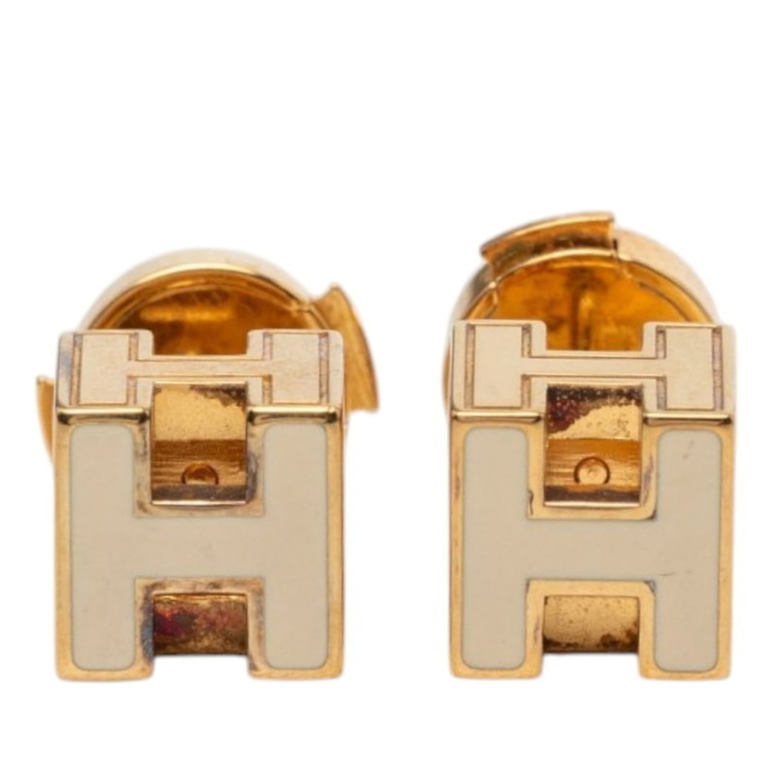 Hermes Gage d'H H-Cube Stud Earrings, Gold Beige Plated, GP, Women's: --- Catalog ---Category: SizeSize (HxWxD): 7.80mm x 7.80mm / 0.31'' x 0.31''Category: DesignType: Stud earringsColor: Beige, GoldGender: WomenMaterial: Gold platingCategory: GeneralBrand: Hermes--- It