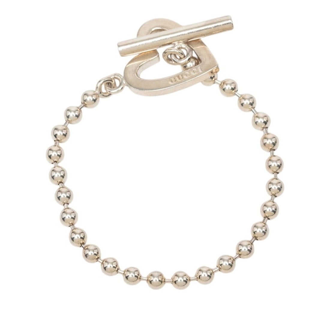 Gucci Heart Ball Chain Bracelet T-Bar SV925 Silver Women's GUCCI: --- Catalog ---Category: SizeLength: 14.5cm / 5.7''Category: DesignType: Charm braceletGender: WomenMaterial: Silver 925Category: GeneralBrand: Gucci--- Item List ---Section: ConditionRanking: Rank AB