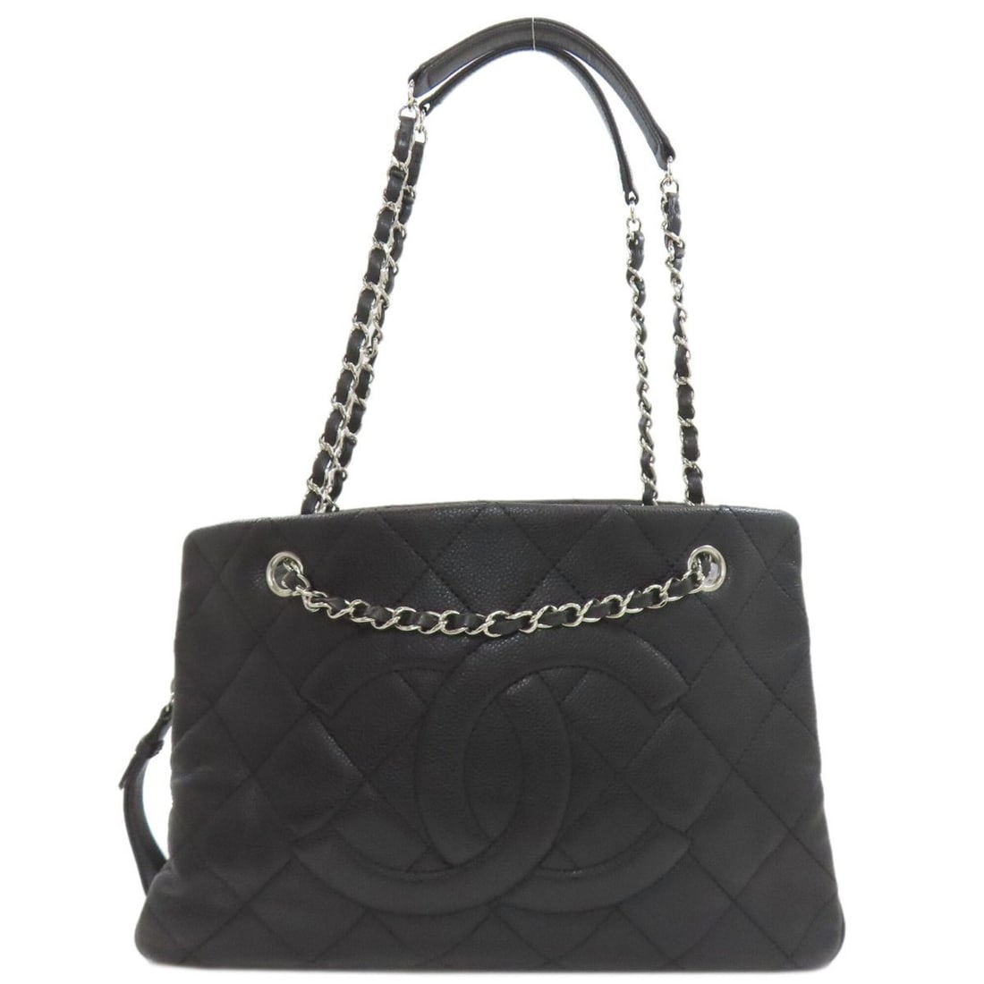 Chanel Chain Bag Matelassé Silver Hardware Tote Grained Calfskin Women's CHANEL: --- Catalog ---Category: SizeSize (HxWxD): 19cm x 32cm x 12cm / 7.48'' x 12.59'' x 4.72''Category: DesignType: Tote bagColor: BlackGender: WomenMaterial: Leather Leather/Fur Type: CalfskinCategory: Ge