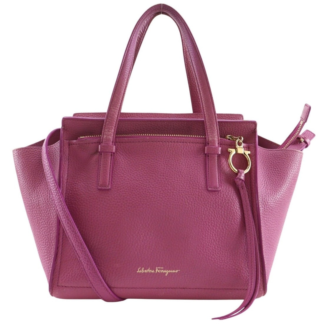 Salvatore Ferragamo Amy Handbag/Shoulder Bag, 2-Way Leather, Pink, A5 Size, Women's: --- Catalog ---Category: SizeWeight: 620g / 1.36lb.Strap Drop: 51cm / 20.07''Handle Drop: 12.00cm / 4.72''Size (HxWxD): 20cm x 23cm x 12cm / 7.87'' x 9.05'' x 4.72''Category: DesignType: HandbagColor: