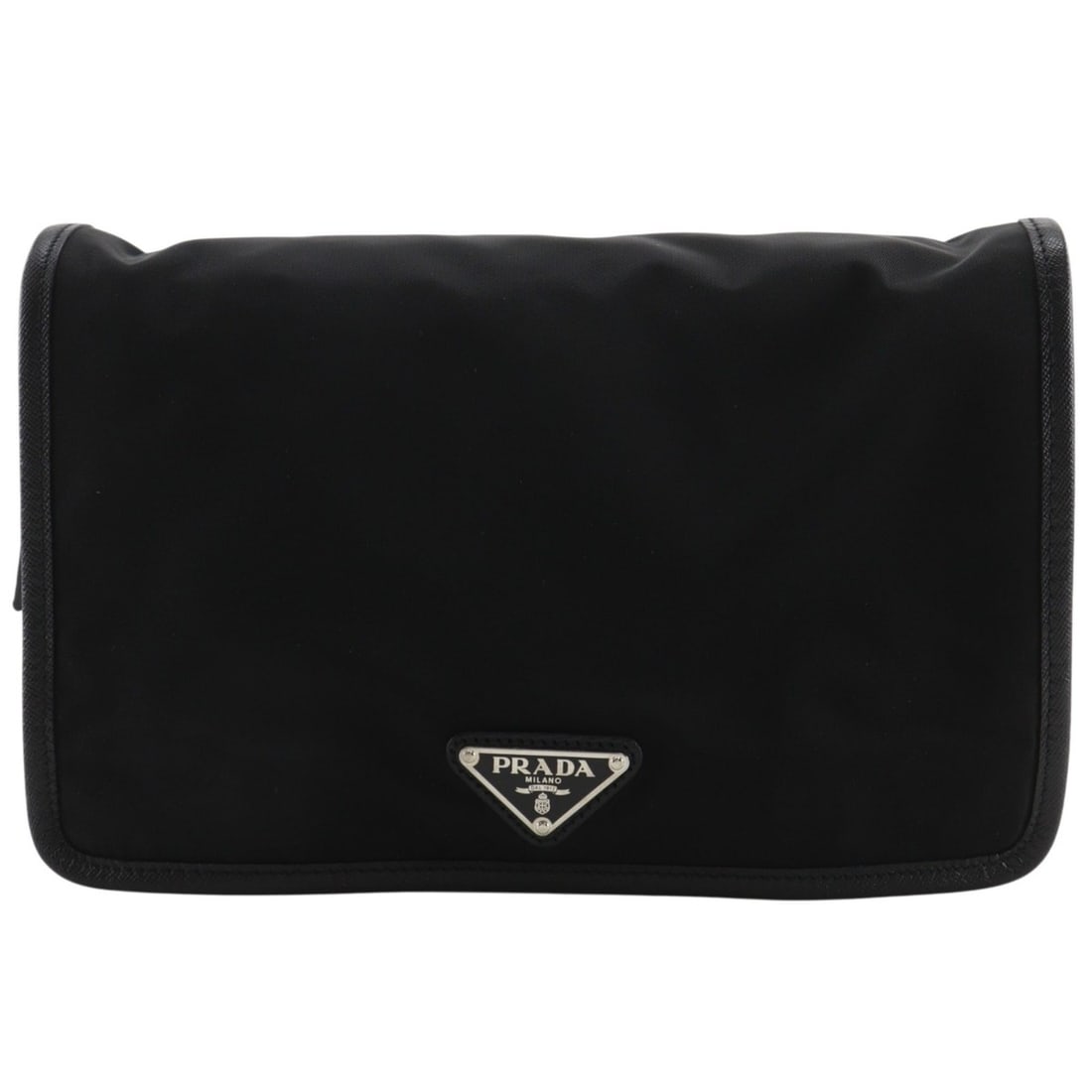 Prada Travel Pouch, 2N0888, Nylon, Black (NERO), Snap Button, Unisex: --- Catalog ---Category: SizeWeight: 180g / 6.34oz.Size (HxWxD): 16cm x 24cm x 6cm / 6.29'' x 9.44'' x 2.36''Category: DesignType: PouchColor: Black, NeroGender: UnisexMaterial: Nylon Category: Genera