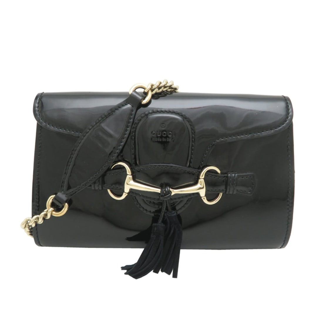 Gucci Emilie Che Shoulder Bag for Women, 283063, Patent Leather, Black: --- Catalog ---Category: SizeSize (HxWxD): 14.5cm x 22.5cm x 4.5cm / 5.7'' x 8.85'' x 1.77''Category: DesignType: Shoulder bagColor: BlackGender: WomenMaterial: Patent leather Category: GeneralMPN: 28