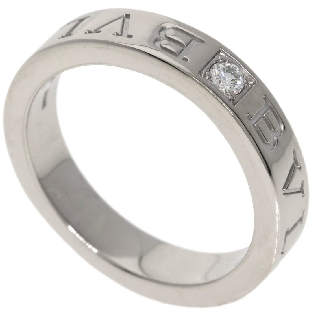 Bulgari Double Logo Diamond Ring, 18K White Gold, Women's BVLGARI: --- Catalog ---Category: SizeJP Size: 10US Size: 5.5Category: DesignType: Band ringStone: DiamondGender: WomenMaterial: White gold (18K)Category: GeneralBrand: Bvlgari--- Item List ---Section: Conditi