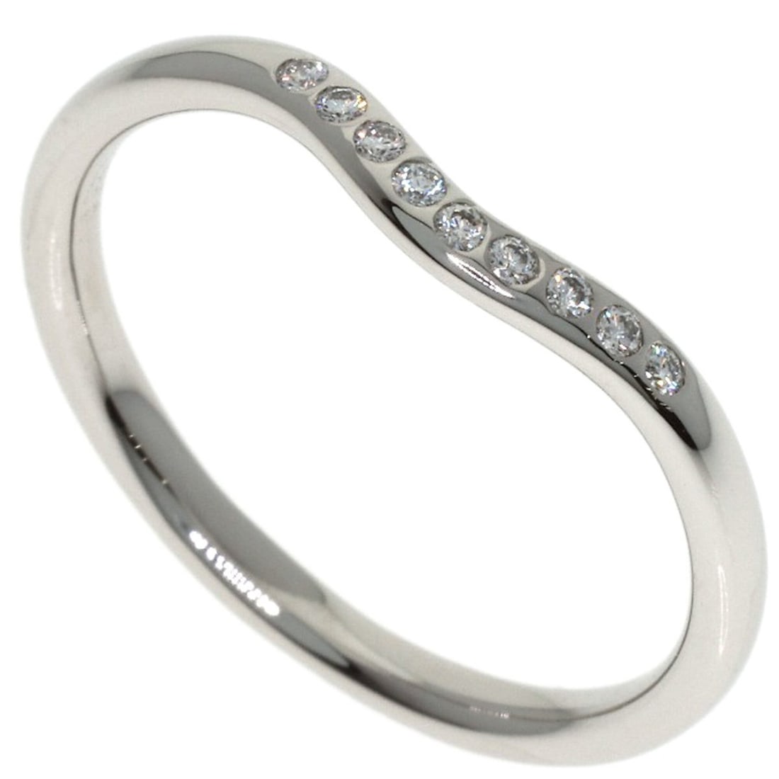 Tiffany & Co. Curved Band Diamond Ring, Platinum PT950, Women's.: --- Catalog ---Category: SizeJP Size: 15US Size: 7.5Category: DesignType: Band ringStone: DiamondGender: WomenMaterial: Platinum 950Category: GeneralBrand: Tiffany--- Item List ---Section: ConditionRa