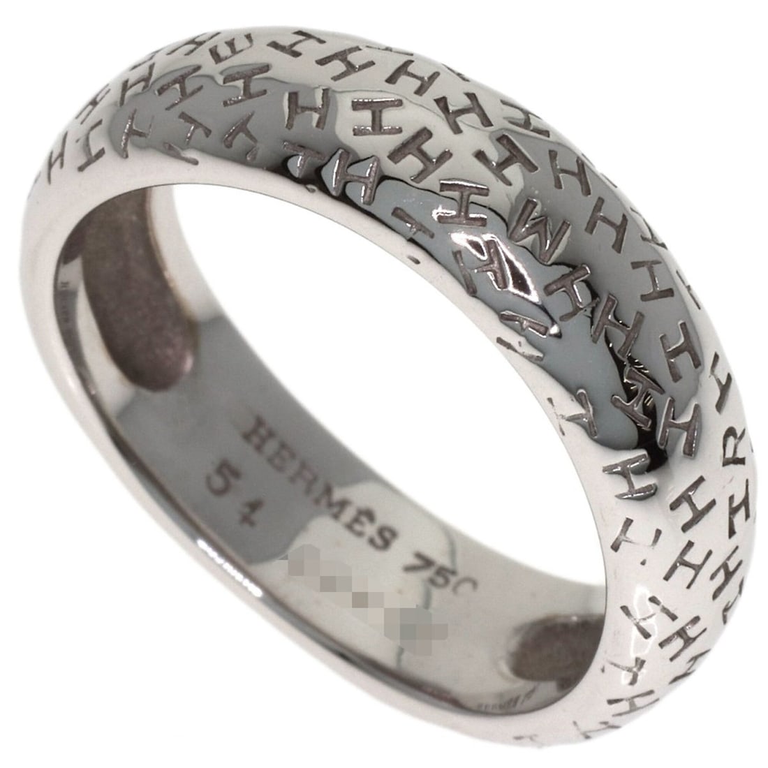 Hermes Toubou #54 Ring, 18K White Gold, Women's: --- Catalog ---Category: SizeJP Size: 14US Size: 7Category: DesignType: Band ringGender: WomenMaterial: White gold (18K)Category: GeneralBrand: Hermes--- Item List ---Section: ConditionRanking: Rank A