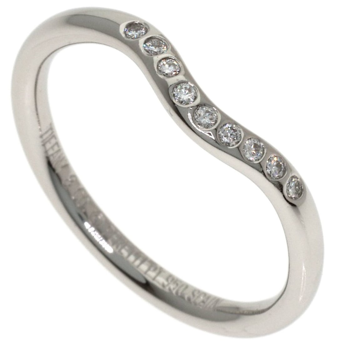 Tiffany & Co. Curved Band Diamond Ring, Platinum PT950, Women's Ring.: --- Catalog ---Category: SizeJP Size: 11.5US Size: 6Category: DesignType: Band ringStone: DiamondGender: WomenMaterial: Platinum 950Category: GeneralBrand: Tiffany--- Item List ---Section: ConditionRa