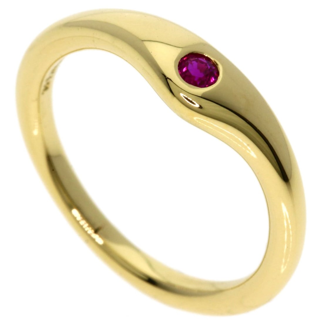 Tiffany & Co. Ruby Wave Ring, 18K Yellow Gold, Women's Ring.: --- Catalog ---Category: SizeJP Size: 9US Size: 5Category: DesignType: Band ringStone: RubyGender: WomenMaterial: Yellow gold (18K)Category: GeneralBrand: Tiffany--- Item List ---Section: ConditionRan