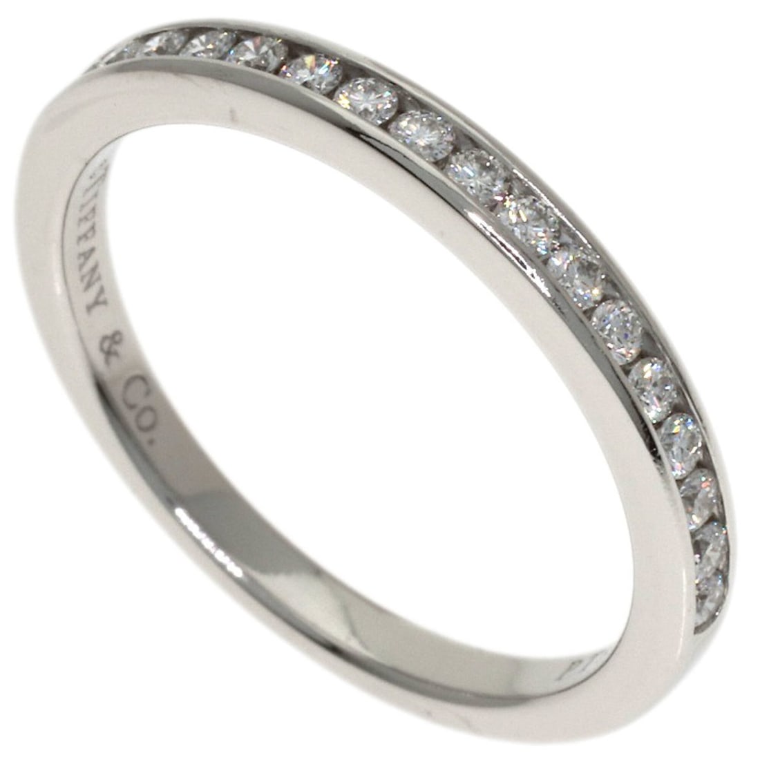 Tiffany & Co. Half Eternity Diamond Channel Setting Ring, Platinum PT950, Women's Ring.: --- Catalog ---Category: SizeJP Size: 9US Size: 5Category: DesignType: Band ringStone: DiamondGender: WomenMaterial: Platinum 950Category: GeneralBrand: Tiffany--- Item List ---Section: ConditionRanki