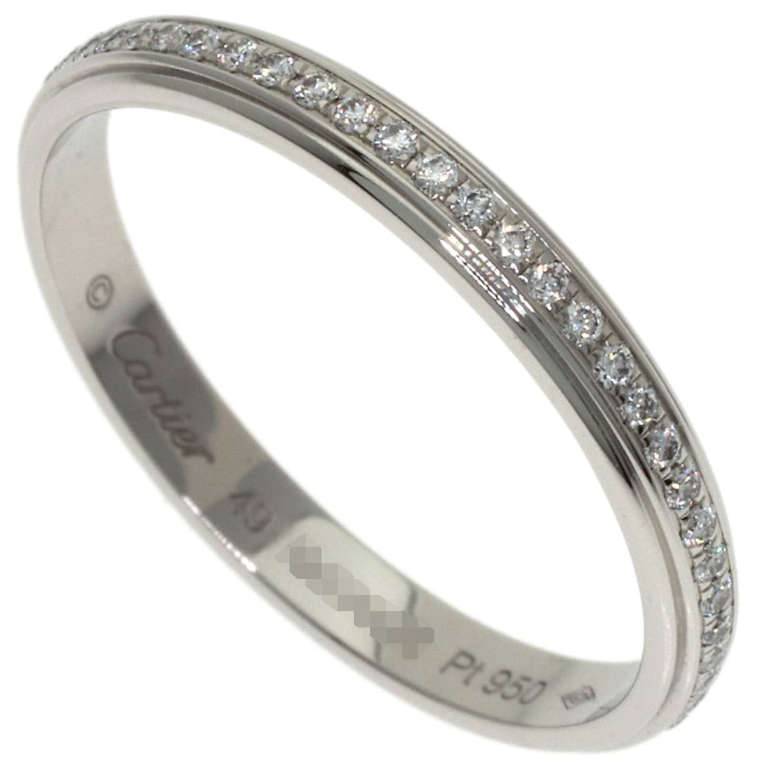 Cartier Damour Full Eternity Diamond Ring, Size 49, Platinum PT950, Women's.: --- Catalog ---Category: SizeJP Size: 9US Size: 5Category: DesignType: Band ringStone: DiamondGender: WomenMaterial: Platinum 950Category: GeneralBrand: Cartier--- Item List ---Section: ConditionRanki