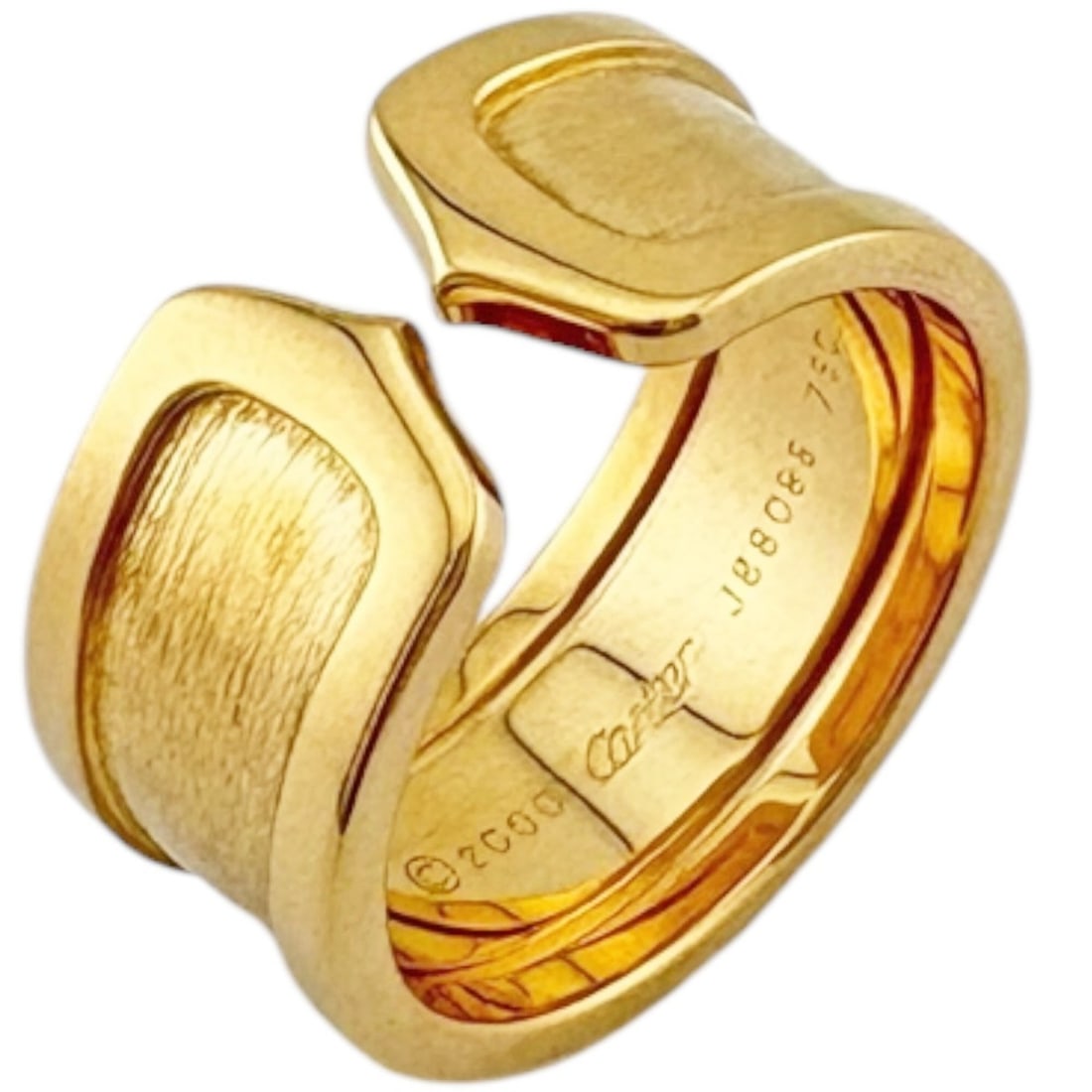 Cartier C2 Wide Ring, 1, 18K Yellow Gold, Men's and Women's, CARTIER: --- Catalog ---Category: PackNumber in Pack: 1Category: SizeJP Size: 15US Size: 7.5Category: DesignType: Band ringColor: Yellow goldGender: Men,WomenMaterial: Yellow gold (18K)Category: GeneralBrand: 