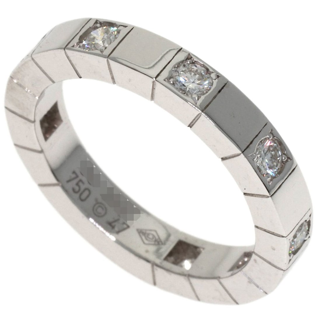 Cartier Lanieres Half Diamond Ring #47, 18K White Gold, Women's.: --- Catalog ---Category: SizeJP Size: 7US Size: 4Category: DesignType: Band ringStone: DiamondGender: WomenMaterial: White gold (18K)Category: GeneralBrand: Cartier--- Item List ---Section: ConditionR