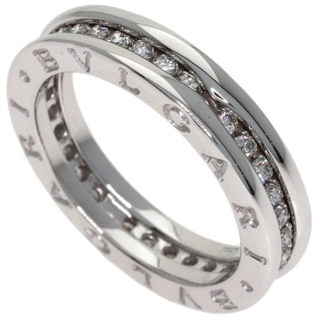 BVLGARI B-zero1 Diamond 1-Band XS #51 Ring - 18K White Gold Women's: --- Catalog ---Category: SizeJP Size: 11US Size: 6Category: DesignType: Band ringStone: DiamondGender: WomenMaterial: White gold (18K)Category: GeneralBrand: Bvlgari--- Item List ---Section: Condition