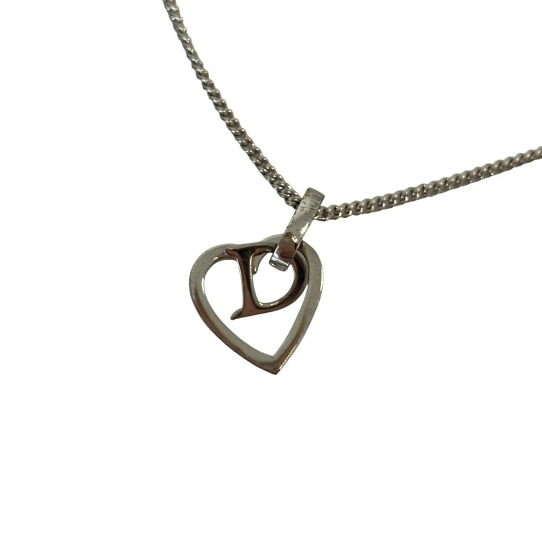Christian Dior Vintage Heart Logo Chain Necklace, Silver Color, Women's: --- Catalog ---Category: SizeWeight: 6.6g / 0.23oz.Pendant Size: 20mm x 15mm / 0.78'' x 0.59''Neck Circumference: 38 cm - 43 cm / 14.96'' - 16.92''Category: DesignColor: SilverGender: WomenSeason: Vin