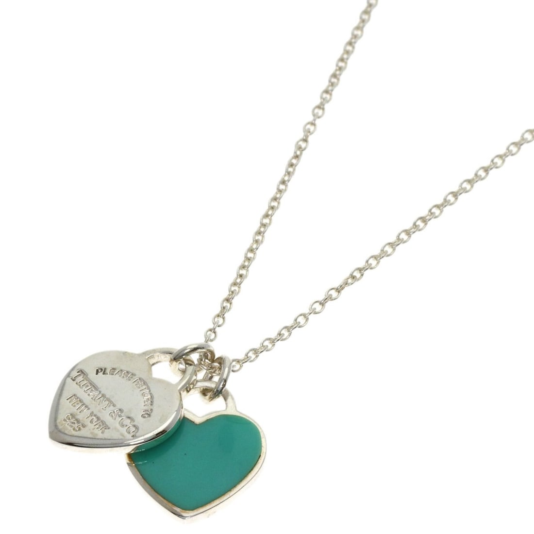 Tiffany & Co. Double Heart Enamel Necklace, Silver, Women's.: --- Catalog ---Category: SizePendant Size: 11.8mm x 10mm / 0.46'' x 0.39''Neck Circumference: 40 cm / 15.74''Category: DesignGender: WomenMaterial: SilverNecklace Type: NecklaceCategory: GeneralBrand: