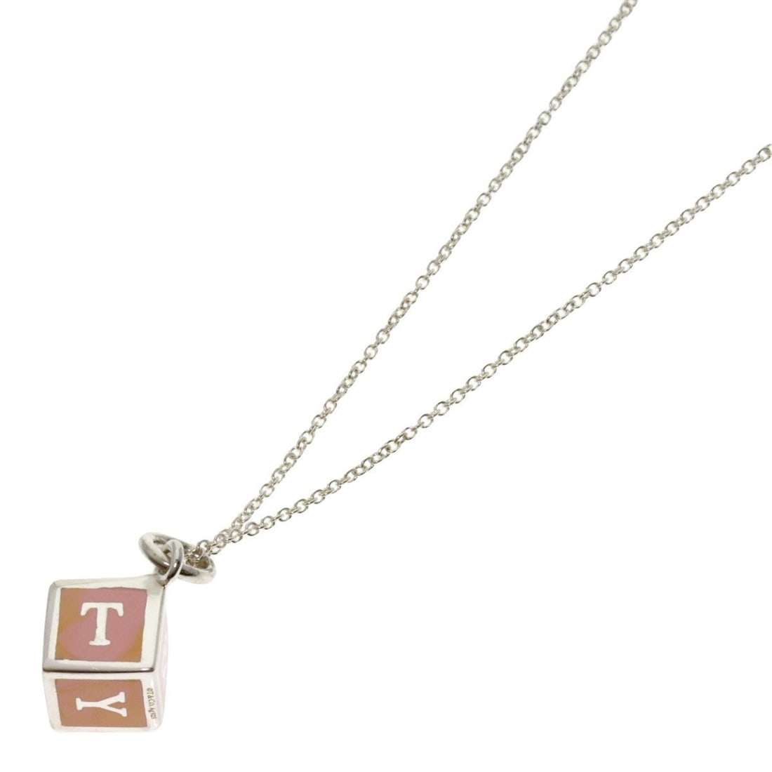 Tiffany & Co. Logo Cube Enamel Necklace, Silver, Women's.: --- Catalog ---Category: SizePendant Size: 15.6mm x 7.9mm / 0.61'' x 0.31''Neck Circumference: 40 cm / 15.74''Category: DesignGender: WomenMaterial: SilverNecklace Type: NecklaceCategory: GeneralBrand