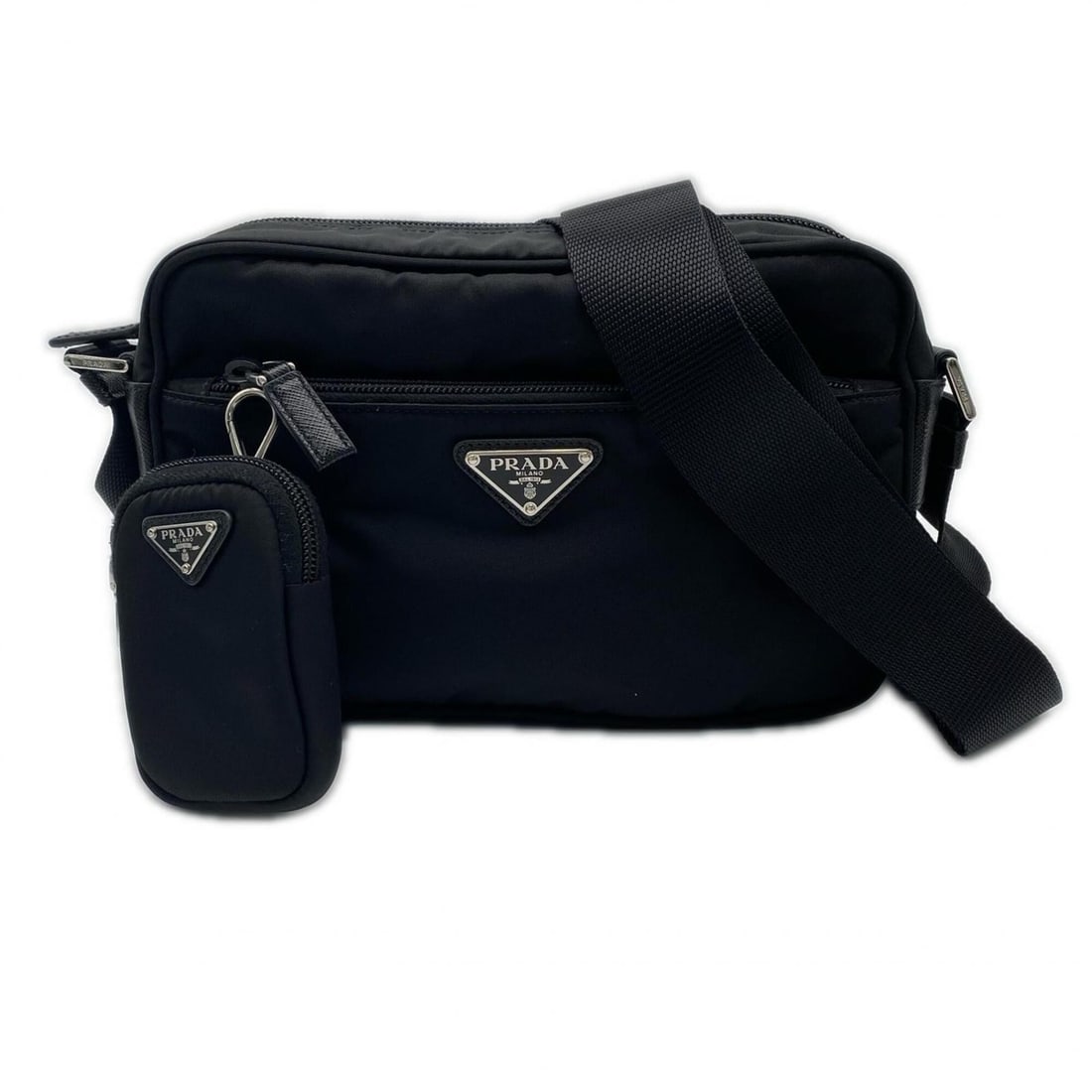 PRADA Recycled Polyamide Re-Nylon Shoulder Bag 1BC167, Black Nylon for Women: --- Catalog ---Category: SizeSize (HxWxD): 23cm x 15cm x 7cm / 9.05'' x 5.9'' x 2.75''Strap Length: 141cm / 55.51''Category: DesignType: Shoulder bagColor: BlackGender: WomenClosure: ZipperMaterial: N