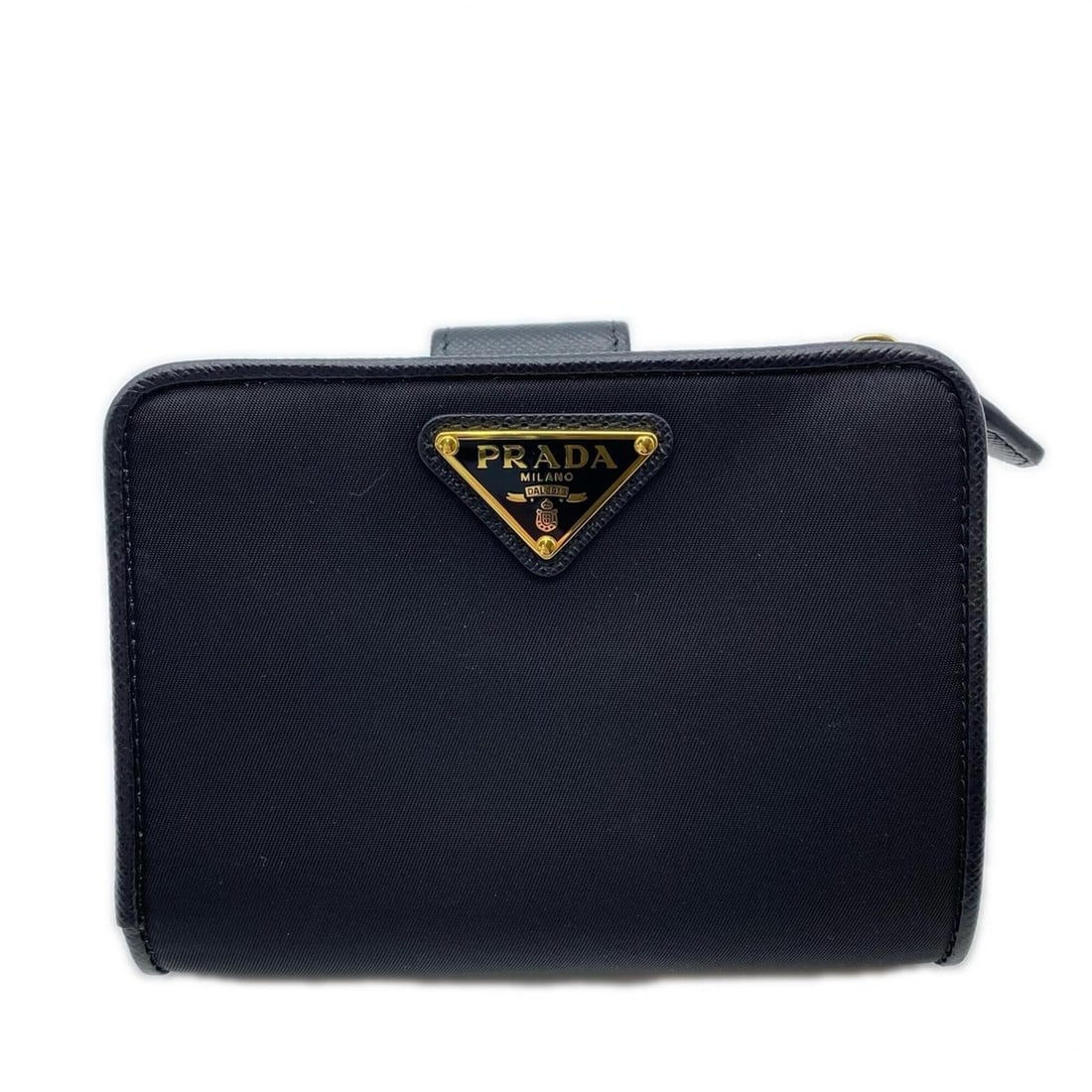 PRADA Tessuto Leather Compact Wallet 1ML018 Bi-fold Black Nylon Saffiano Women's (1 of 16)