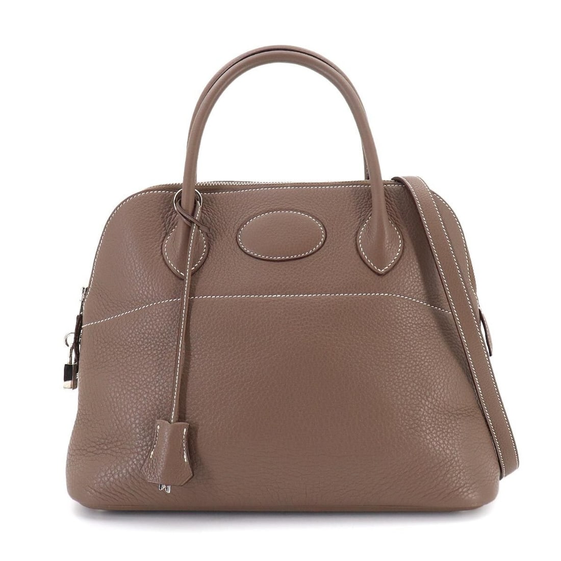 Hermes Bolide 31 2-way Hand/Shoulder Handbag, Taurillon Clemence Leather, Etoupe, ?L Stamp, Silver: --- Catalog ---Category: SizeSize (HxWxD): 24cm x 30.5cm x 12cm / 9.44'' x 12'' x 4.72''Category: DesignType: HandbagColor: Etoupe grayGender: WomenMaterial: Taurillon clemence leather Category: Gener