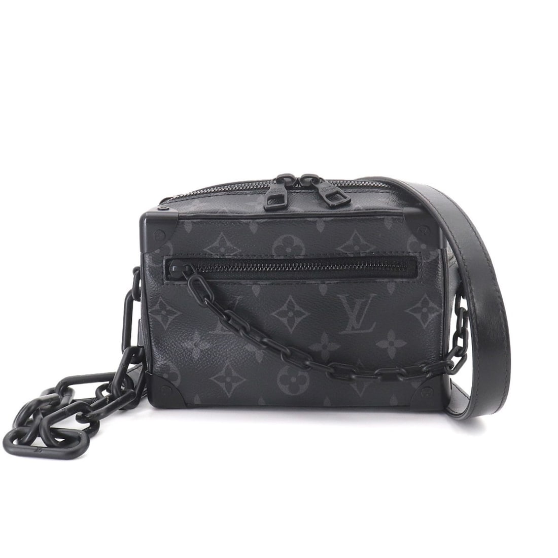 Louis Vuitton Monogram Eclipse Mini Soft Trunk Shoulder Handbag M44735 RFID: --- Catalog ---Category: SizeSize (HxWxD): 12cm x 18cm x 7.5cm / 4.72'' x 7.08'' x 2.95''Category: DesignType: Handbag, Shoulder bagColor: Black, Monogram EclipseGender: WomenMaterial: Monogram Eclips
