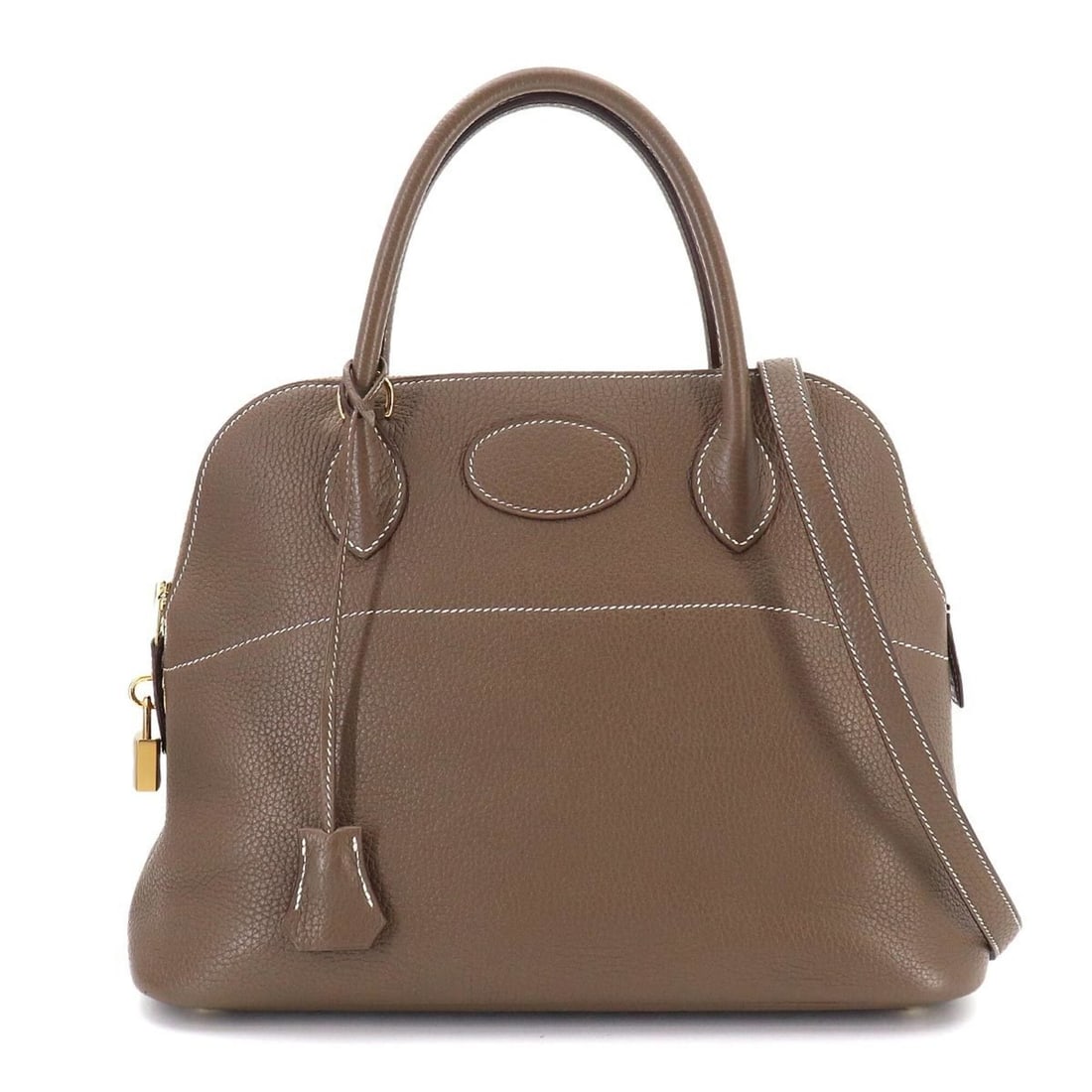 Hermes Bolide 31 2-way Handbag/Shoulder Bag, Taurillon Clemence Leather, Etoupe, C Stamp, Gold (1 of 13)