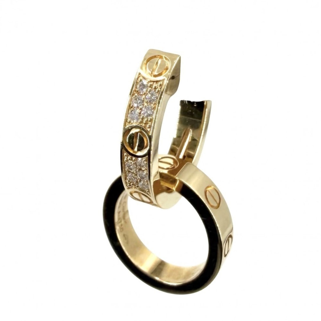 Cartier Women's Love Multiwear Hoop Earrings, 18K Yellow Gold (Au750), Diamonds, Approx. 5.7g: --- Catalog ---Category: SizeSize (HxWxD): 26.00mm x 3.00mm x 2.00mm / 1.02'' x 0.12'' x 0.08''Category: DesignType: Hoop earringsGender: WomenMaterial: Yellow gold (18K)Single earring: YesCategory: G