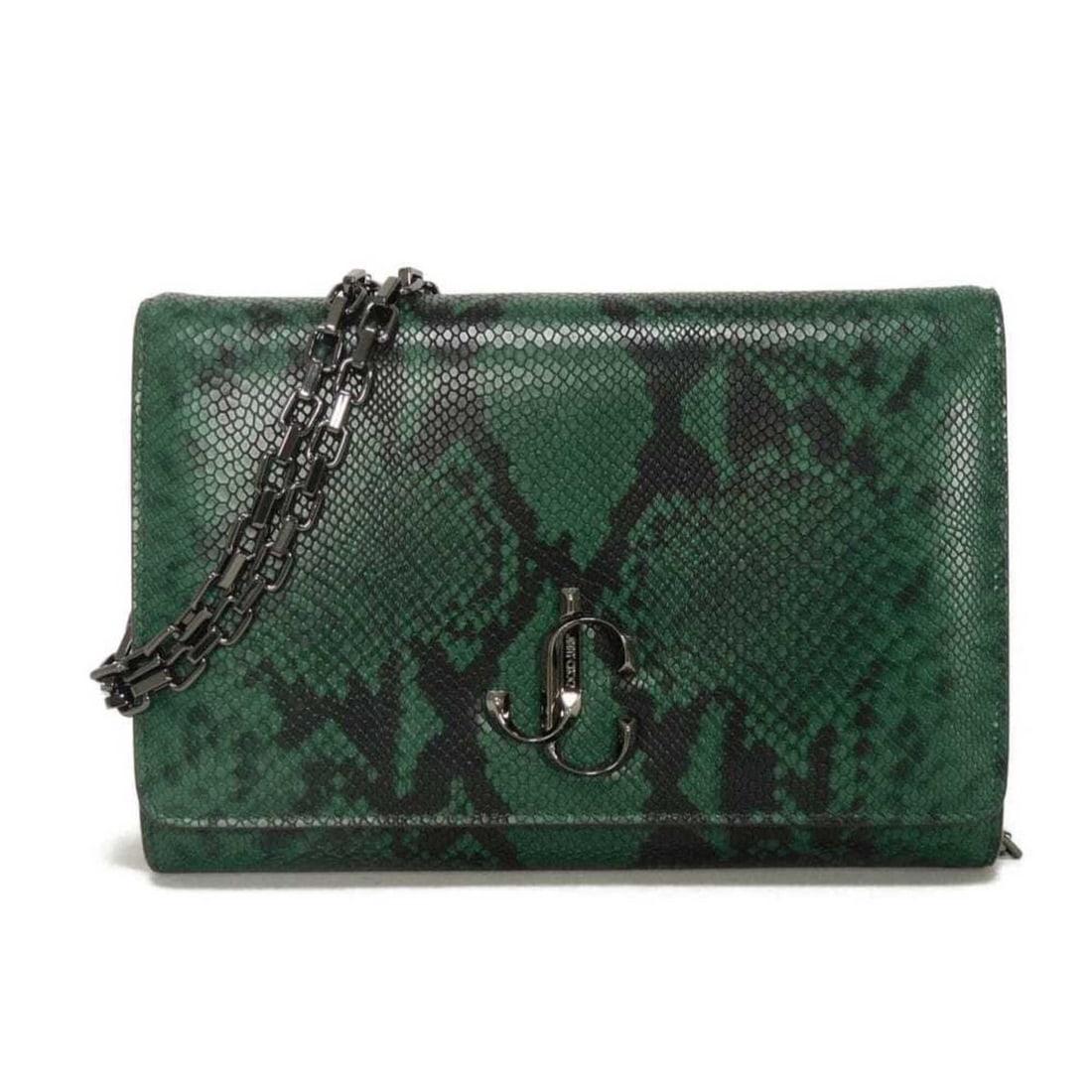 Jimmy Choo JIMMY CHOO Shoulder Bag Varenne Chain New Logo Snake 2WAY Clutch JC Green 202VARENNE (1 of 13)