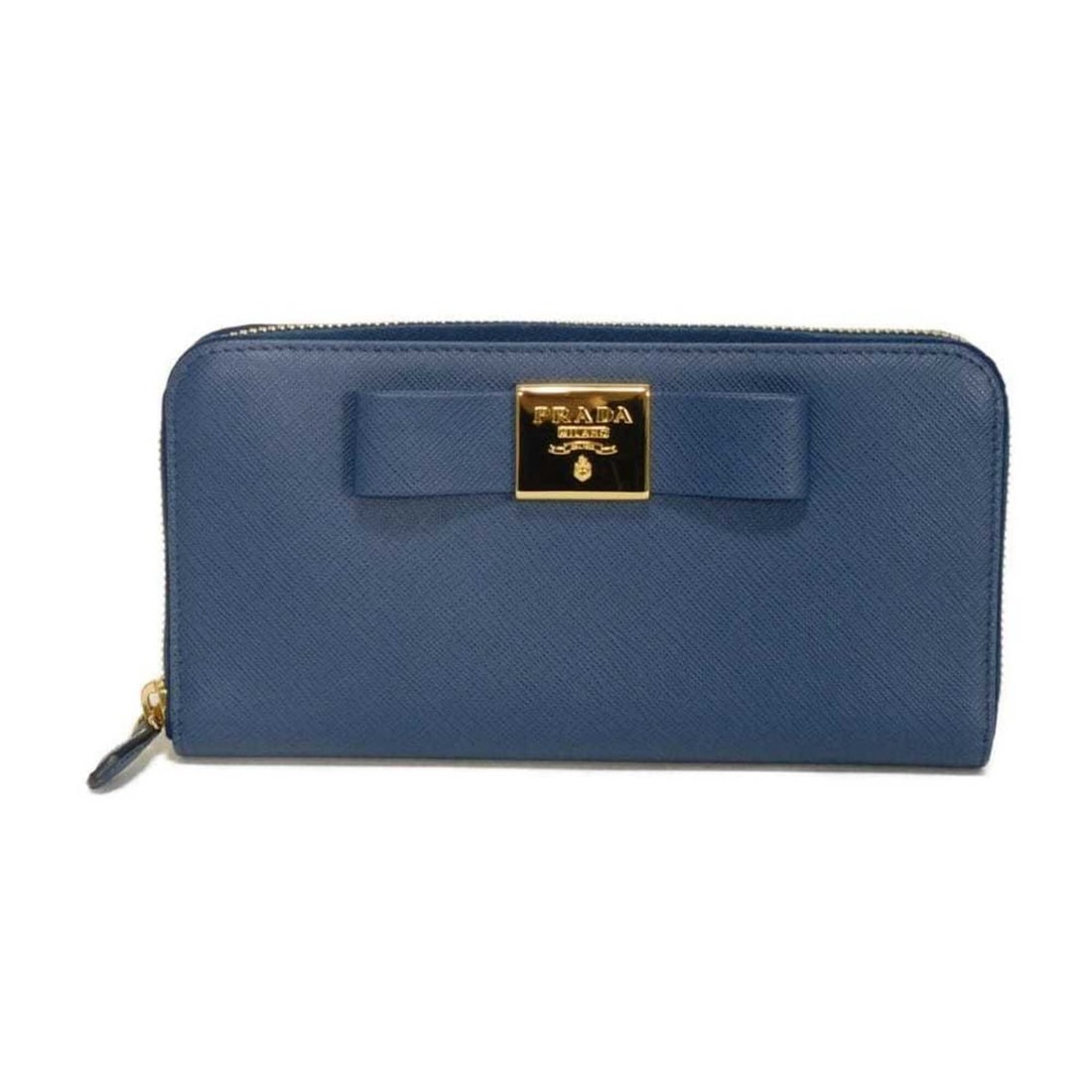 Prada PRADA Long Wallet Saffiano Ribbon Zip-Around Round Zipper Logo Plate Blue 1ML506 2AEE F0016: --- Catalog ---Category: SizeSize (HxWxD): 10.5cm x 20cm x 2.5cm / 4.13'' x 7.87'' x 0.98''Category: DesignType: Long wallet (bi-fold)Color: BlueGender: WomenMaterial: Saffiano Category: GeneralMPN: 1