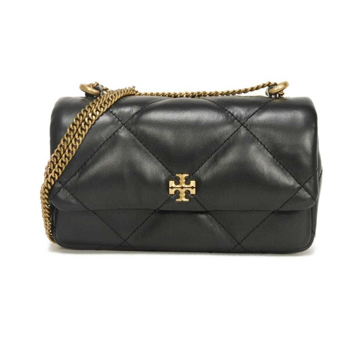 Tory Burch Kira Diamond Quilted Mini Flap Bag with Chain Shoulder Strap, 2-Way Style, Double T Logo,: --- Catalog ---Category: SizeSize (HxWxD): 10cm x 17.5cm x 5cm / 3.93'' x 6.88'' x 1.96''Category: DesignType: Shoulder bagColor: BlackGender: Men,WomenMaterial: Leather Category: GeneralMPN: 154710Br