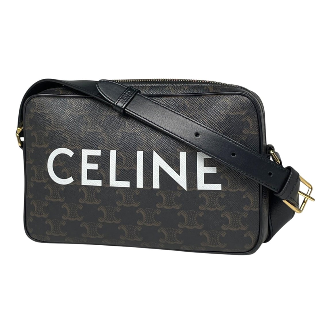 Celine Triomphe Medium Messenger Bag Shoulder Bag, Coated Canvas, Brown, Women's: --- Catalog ---Category: SizeSize (HxWxD): 14cm x 22cm x 4cm / 5.51'' x 8.66'' x 1.57''Category: DesignType: Messenger bag, Shoulder bagColor: BrownGender: WomenMaterial: Coated canvas , Leather Categ