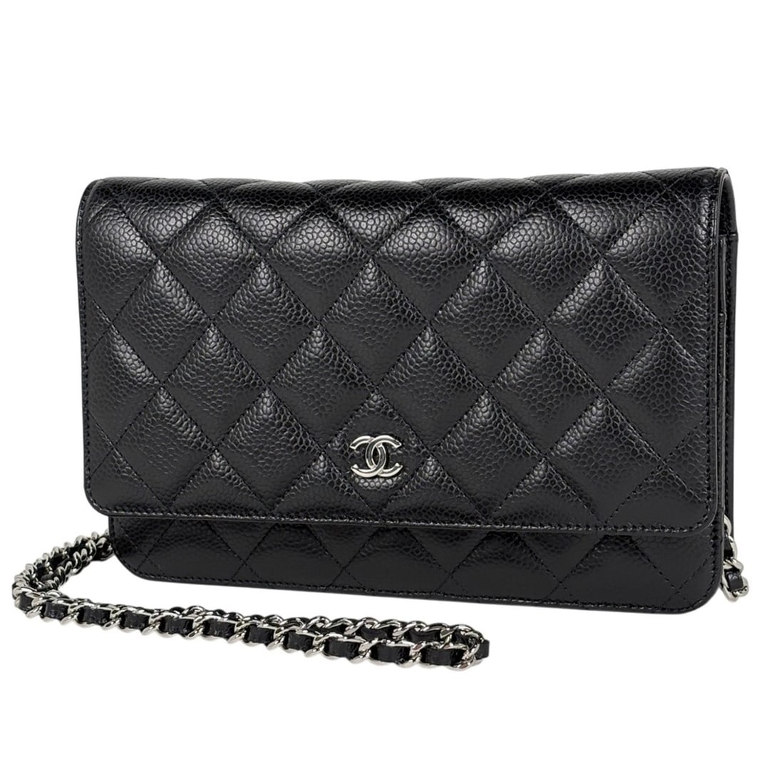 Chanel Coco Mark Chain Wallet Matelassé Shoulder Bag, Caviar Leather, Black, Women's: --- Catalog ---Category: SizeSize (HxWxD): 12.5cm x 19cm x 3.5cm / 4.92'' x 7.48'' x 1.37''Category: DesignType: Shoulder bagColor: BlackGender: WomenMaterial: Grained Calfskin Category: GeneralBrand: