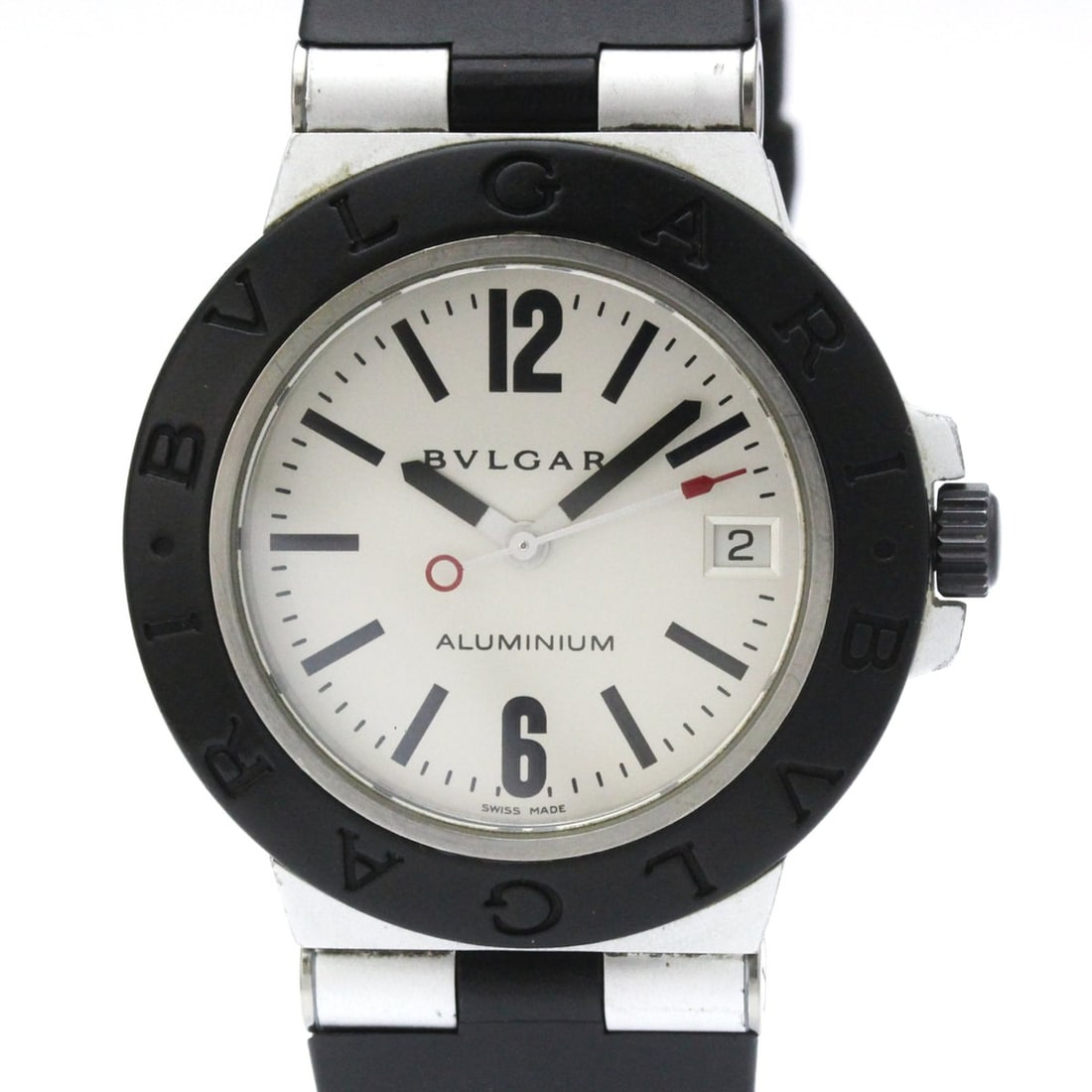 BVLGARI Alminium Rubber Automatic Mens Watch AL38TA AL38TA: --- Catalog ---Category: SizeCase Diameter: 38mm / 1.5''Category: DesignType: WristwatchStyle: SportGender: MenColor (Dial): SilverMaterial (Band): RubberMaterial (Case): Aluminum, RubberCategory: Gen
