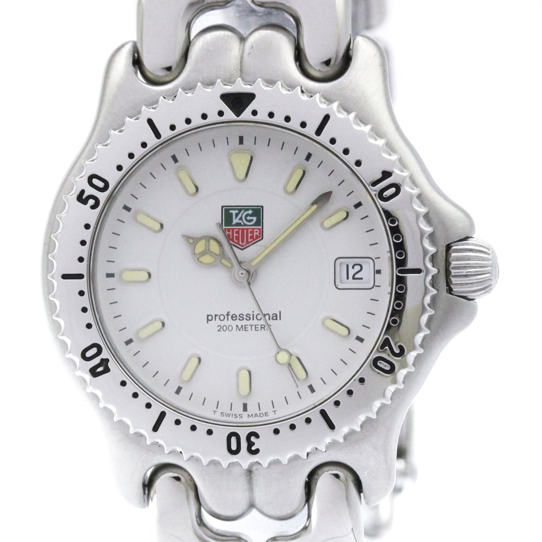 TAG HEUER Sel Professional 200M Steel Mid Size Watch WG1212 Polished: --- Catalog ---Category: SizeCase Diameter: 34mm / 1.34''Category: DesignType: WristwatchStyle: Dress/FormalGender: UnisexColor (Dial): WhiteMaterial (Band): Stainless steelMaterial (Case): Stainless 