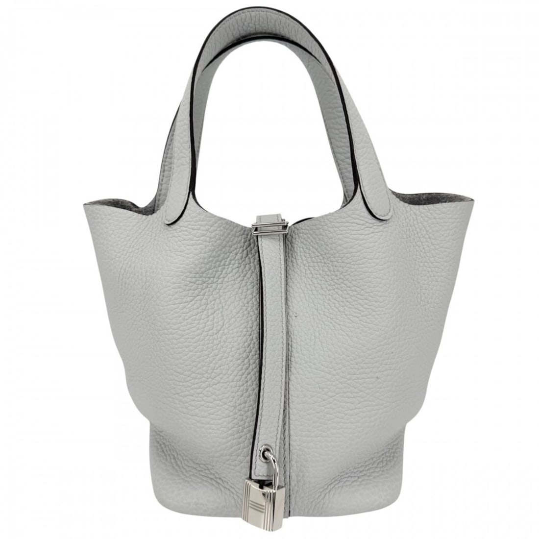 Hermes Picotin Lock PM handbag for women, with Twilly scarf, light blue, HERMES Z stamp, leather,: --- Catalog ---Category: SizeSize (HxWxD): 18cm x 18cm x 13cm / 7.08'' x 7.08'' x 5.11''Category: DesignType: HandbagColor: BlueGender: WomenMaterial: Leather 100%, Silk Category: GeneralBrand: Hermes