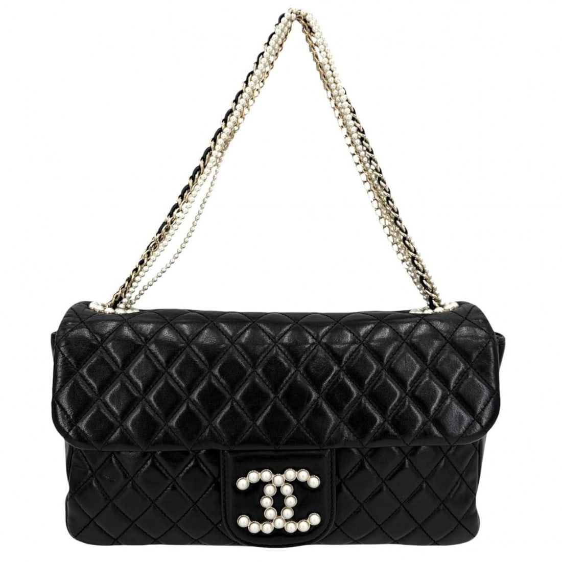 Chanel Matelassé Westminster Chain Shoulder Bag for Women, Leather, Faux Pearl, Black, Gold (1 of 11)
