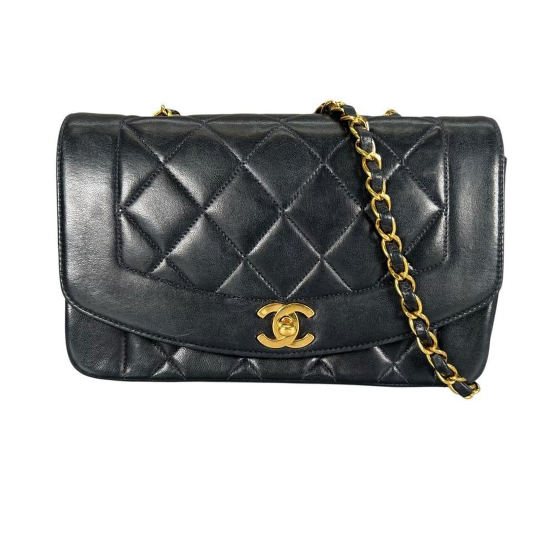 Chanel Diana 22 Single Flap Shoulder Bag for Women, Series 2, Crossbody, Coco Mark, Black, Gold (1 of 20)