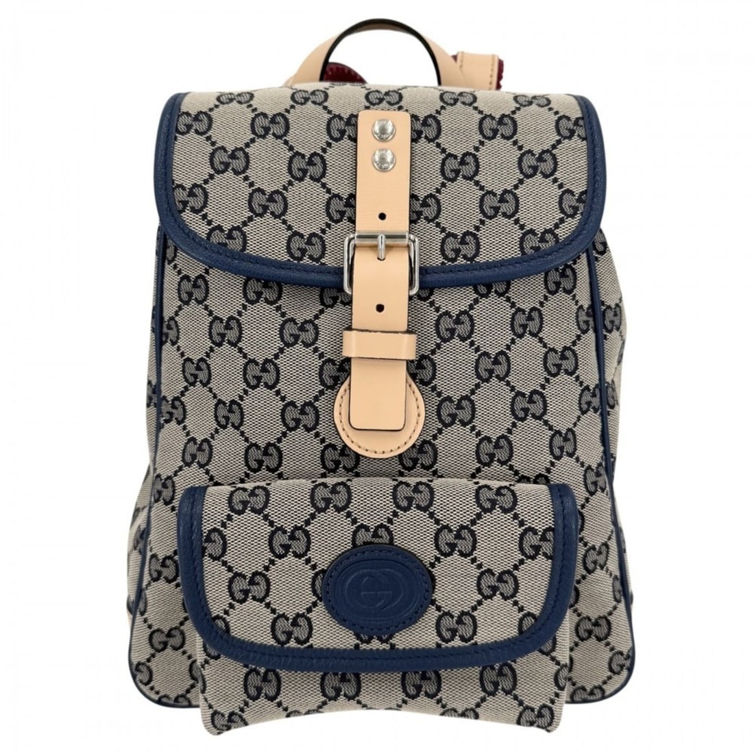 Gucci Kids Backpack (630818) - GG Canvas & Leather, Brown Navy, Silver Hardware: --- Catalog ---Category: SizeSize (HxWxD): 25cm x 21cm x 8cm / 9.84'' x 8.26'' x 3.14''Category: DesignType: BackpackColor: Brown, NavyGender: Girls,BoysMaterial: GG canvas , Leather Category: General