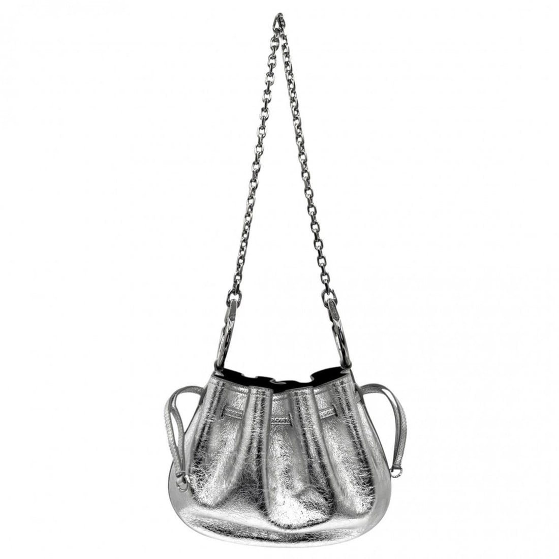 Givenchy Women's Pumpkin Mini Shoulder Bag, Laminated Leather, Lambskin, Silver, Silver Hardware: --- Catalog ---Category: SizeSize (HxWxD): 14cm x 21cm x 6cm / 5.51'' x 8.26'' x 2.36''Category: DesignType: Handbag, Shoulder bagColor: SilverGender: WomenMaterial: Leather Leather/Fur Type: Lambskin