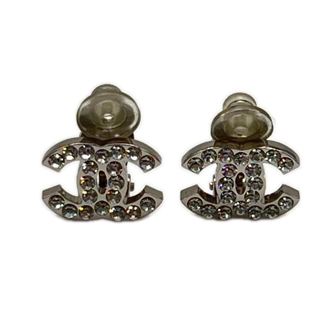 CHANEL Coco Mark Rhinestone Earrings SP - Silver Women's: --- Catalog ---Category: SizeWeight: 4g / 0.14oz.Size (HxWxD): 14.00mm x 10.00mm / 0.55'' x 0.39''Category: DesignType: Stud earringsColor: SilverStone: RhinestoneGender: WomenCategory: GeneralBrand: 