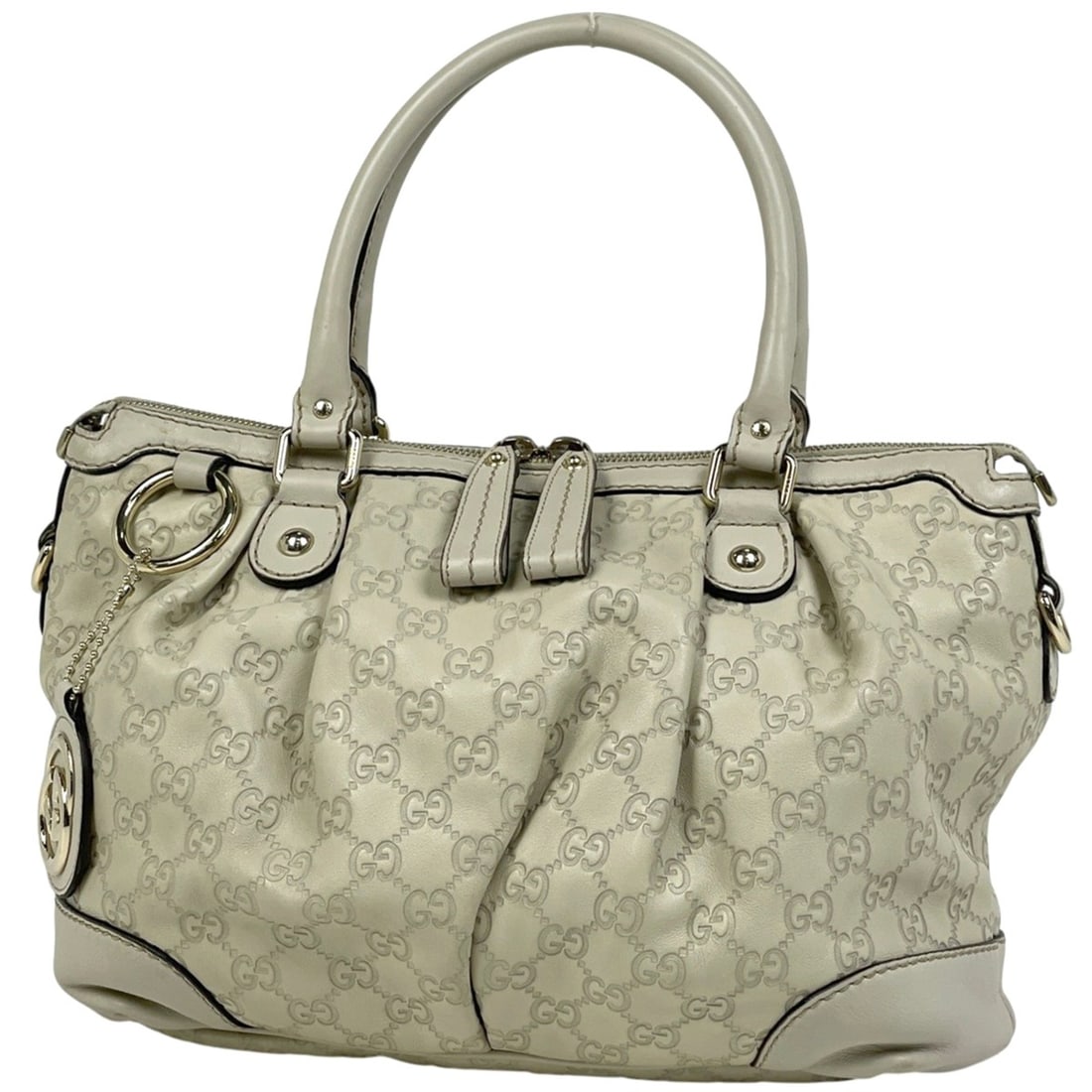 Gucci Guccissima Sukey Handbag Signature Shima Leather Ivory 247902 Women's (1 of 12)